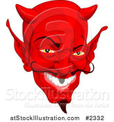 Vector Illustration of a Red Devil Face with a Goatee by AtStockIllustration