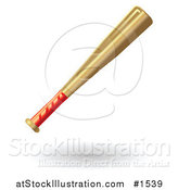 Vector Illustration of a Red Handled Wooden Baseball Bat by AtStockIllustration