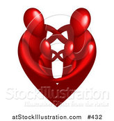 Vector Illustration of a Red Heart Family by AtStockIllustration