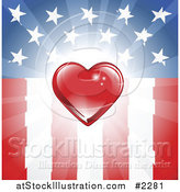 Vector Illustration of a Red Heart over an American Flag by AtStockIllustration