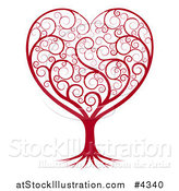 Vector Illustration of a Red Heart Tree with Swirls by AtStockIllustration