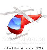 Vector Illustration of a Red Helicopter with a Big Blue Window by AtStockIllustration