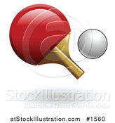 Vector Illustration of a Red Ping Pong Paddle and a White Ball by AtStockIllustration