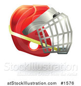 Vector Illustration of a Red Protective Hockey Helmet by AtStockIllustration