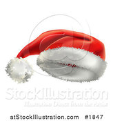 Vector Illustration of a Red Velvet Santa Hat with White Trim by AtStockIllustration