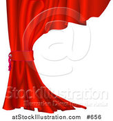 Vector Illustration of a Red Velvet Theater Curtain Pulled Back by AtStockIllustration