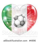 Vector Illustration of a Reflective Italian Flag Heart and Soccer Ball by AtStockIllustration