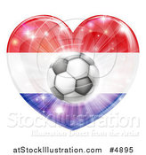 Vector Illustration of a Reflective Netherlands Flag Heart and Soccer Ball by AtStockIllustration