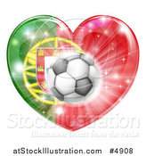 Vector Illustration of a Reflective Portugal Flag Heart and Soccer Ball by AtStockIllustration