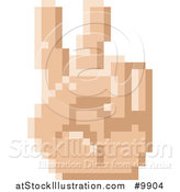 Vector Illustration of a Retro 8 Bit Pixel Art Styled Hand Gesturing Peace by AtStockIllustration