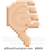 Vector Illustration of a Retro 8 Bit Pixel Art Styled Hand Giving a Thumb down by AtStockIllustration