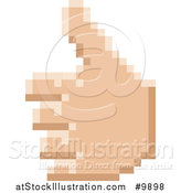 Vector Illustration of a Retro 8 Bit Pixel Art Styled Hand Giving a Thumb up by AtStockIllustration