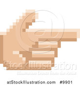 Vector Illustration of a Retro 8 Bit Pixel Art Styled Hand Pointed like a Gun by AtStockIllustration