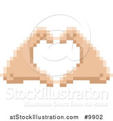 Vector Illustration of a Retro 8 Bit Pixel Art Styled Hands Forming a Heart by AtStockIllustration