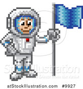 Vector Illustration of a Retro 8 Bit Pixel Art Video Game Styled Astronaut by AtStockIllustration