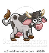 Vector Illustration of a Retro 8 Bit Pixel Art Video Game Styled Cow by AtStockIllustration