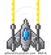 Vector Illustration of a Retro 8 Bit Pixel Art Video Game Styled Spaceship by AtStockIllustration