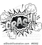 Vector Illustration of a Retro Black and White Pop Art Comic Styled Crash Sound Effect by AtStockIllustration