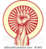 Vector Illustration of a Retro Fist Against a Burst by AtStockIllustration