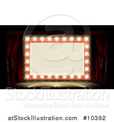 Vector Illustration of a Retro Marquee Theater Sign with Light Bulbs on a Stage by AtStockIllustration