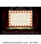 Vector Illustration of a Retro Marquee Theater Sign with Light Bulbs on a Stage by AtStockIllustration