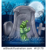 Vector Illustration of a Rising Zombie Hand in a Cemetery by AtStockIllustration