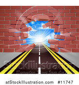 Vector Illustration of a Road Leading Through a Hole in a 3d Red Brick Wall by AtStockIllustration