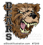 Vector Illustration of a Roaring Aggressive Bear Mascot Head with Text by AtStockIllustration