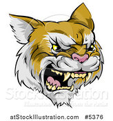 Vector Illustration of a Roaring Aggressive Bobcat Mascot Head by AtStockIllustration