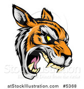 Vector Illustration of a Roaring Aggressive Tiger Mascot Head by AtStockIllustration