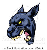 Vector Illustration of a Roaring Black Panther Mascot Head by AtStockIllustration
