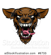 Vector Illustration of a Roaring Brown Werewolf Head by AtStockIllustration