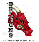 Vector Illustration of a Roaring Red Dragon Head and Text by AtStockIllustration