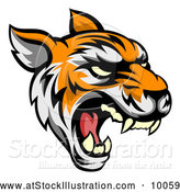Vector Illustration of a Roaring Vicious Tiger Mascot Face by AtStockIllustration