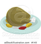 Vector Illustration of a Roasted Thanksgiving or Christmas Turkey on a Platter for a Meal by AtStockIllustration