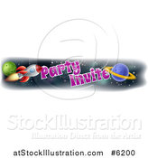 Vector Illustration of a Rocket and Outer Space Party Invite Banner Design by AtStockIllustration