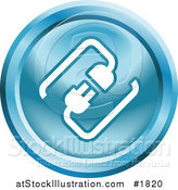 Vector Illustration of a Round Blue and White Cable Connection App Icon by AtStockIllustration