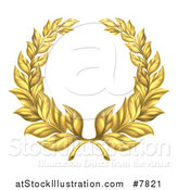 Vector Illustration of a Round Gold Laurel Leaf Wreath by AtStockIllustration