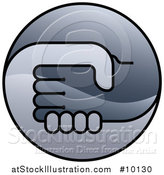 Vector Illustration of a Round Gradient Handshake Logo Icon by AtStockIllustration