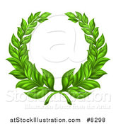 Vector Illustration of a Round Green Laurel Wreath of Two Branches by AtStockIllustration