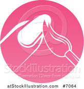 Vector Illustration of a Round Pink Nail Polish Manicure Logo by AtStockIllustration
