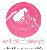 Vector Illustration of a Round Pink Nail Polish Manicure Logo with Sample Text by AtStockIllustration