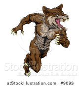 Vector Illustration of a Running Brown Muscular Coyote Man by AtStockIllustration