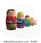 Vector Illustration of a Russian Doll Family in a Line by AtStockIllustration