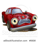 Vector Illustration of a Sad Broken down Car Leaking Oil by AtStockIllustration