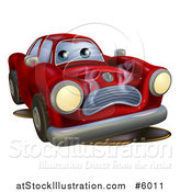 Vector Illustration of a Sad Broken down Red Car by AtStockIllustration