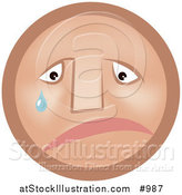 Vector Illustration of a Sad Emoticon Crying - Tan Version by AtStockIllustration