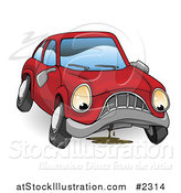 Vector Illustration of a Sad Leaking Car by AtStockIllustration