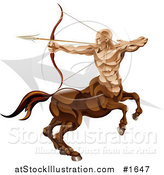 Vector Illustration of a Sagittarius the Archer Centaur with the Zodiac Symbol by AtStockIllustration