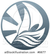 Vector Illustration of a Sailboat, Waves and Sun Rays by AtStockIllustration